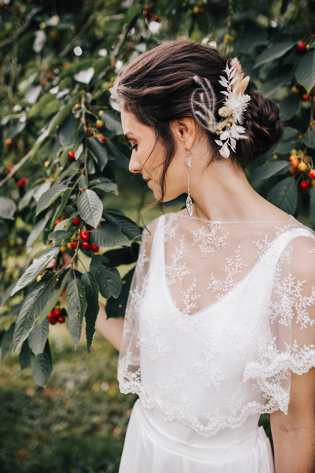 Embroidered tulle cape