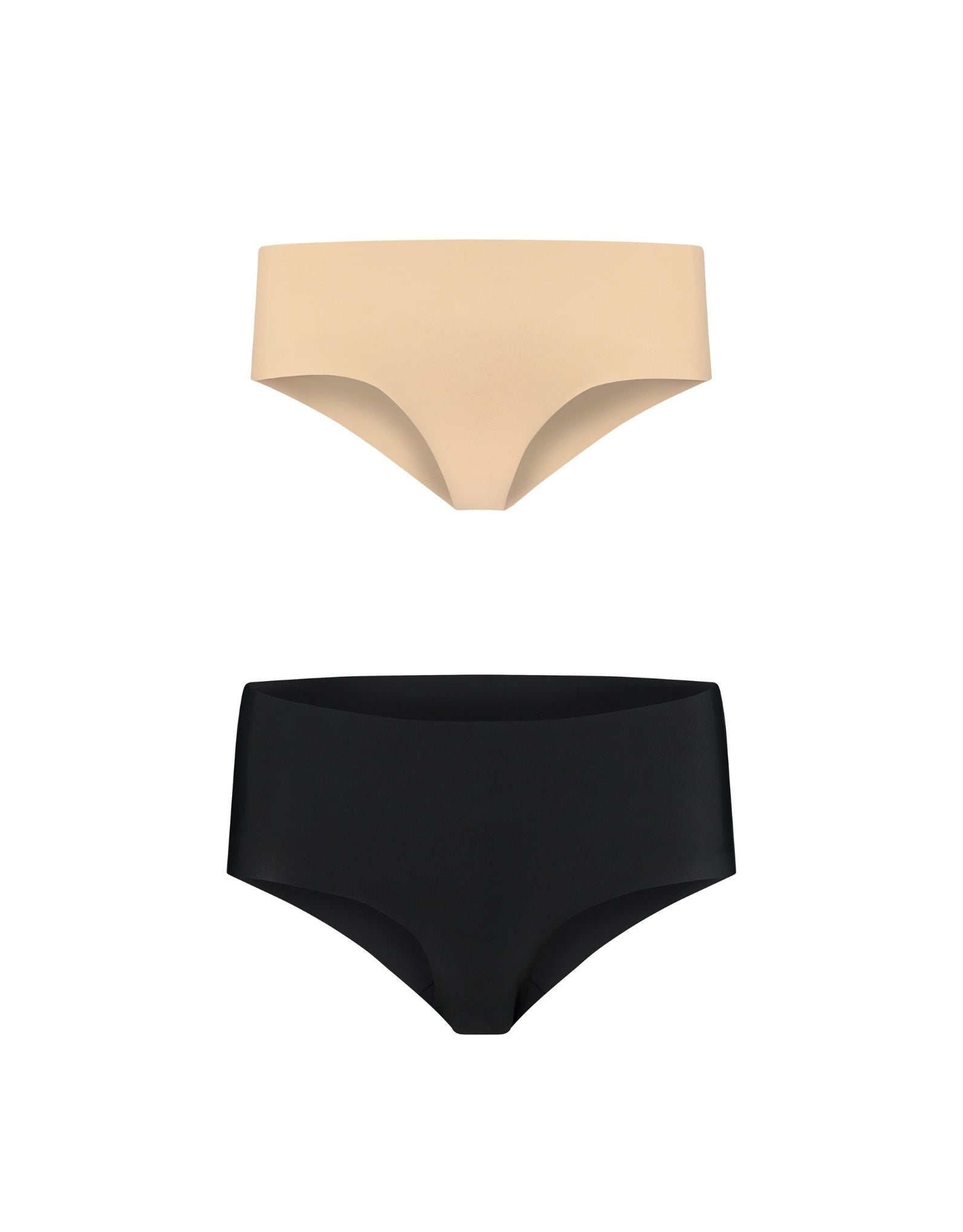 Invisible hipster panties - beige and black duo pack