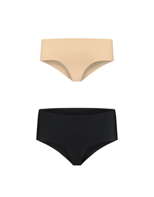 Culotte hipster invisible - pack duo beige et noir